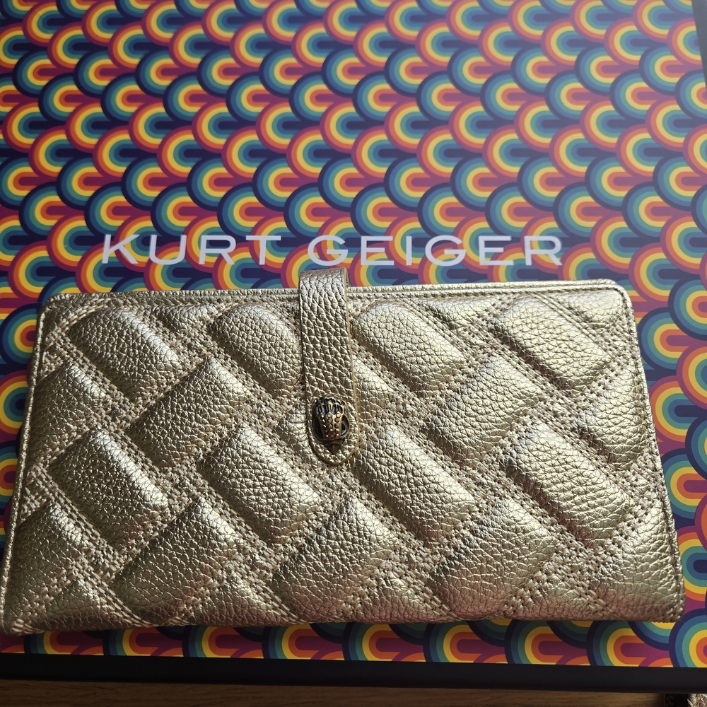 Kurt Geiger Gold Textured Card Holder